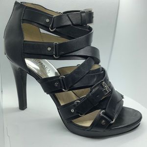 Michael Kors black strappy leather heels